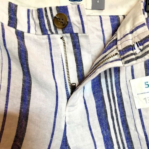 OLD NAVY - NWOT - L Sz 6 Blue Striped Linen Blend Shorts. So Cute! - Picture 7 of 11